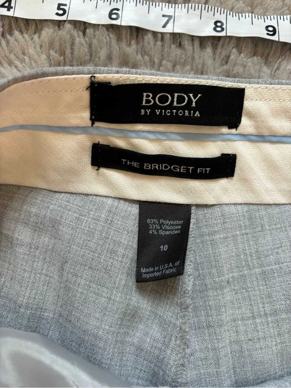Y2K Body By Victoria Bridget Fit Grey Gray wide left Trouser work Pant size 10